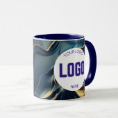 Navy Blue and Gold Modern Boho Custom Logo Mug Tasse (VorderseiteRechts)