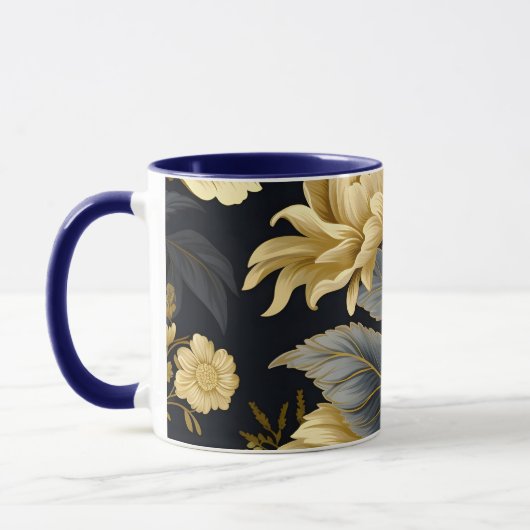 Navy Blue and Gold Modern Boho Custom Logo Mug Tasse (Links)
