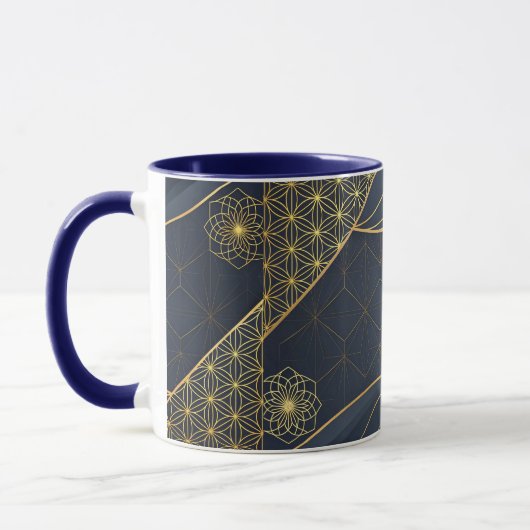 Navy Blue and Gold Modern Boho Custom Logo Mug Tasse (Links)