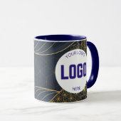 Navy Blue and Gold Modern Boho Custom Logo Mug Tasse (VorderseiteRechts)