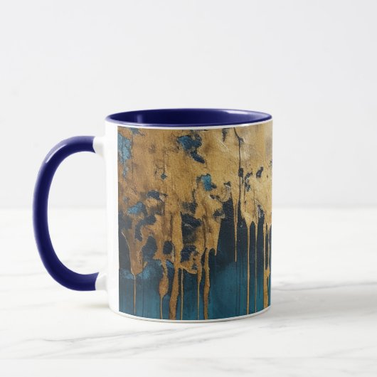 Navy Blue and Gold Modern Boho Custom Logo Mug Tasse (Links)