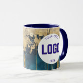Navy Blue and Gold Modern Boho Custom Logo Mug Tasse (VorderseiteRechts)