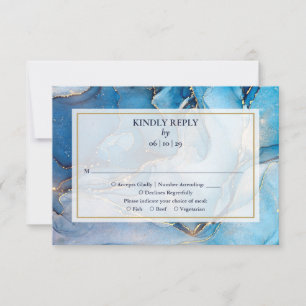 Navy Blue and Gold Monogram Nautical Wedding RSVP Karte