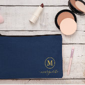 Navy Blue and Gold Monogram Zubehörtasche