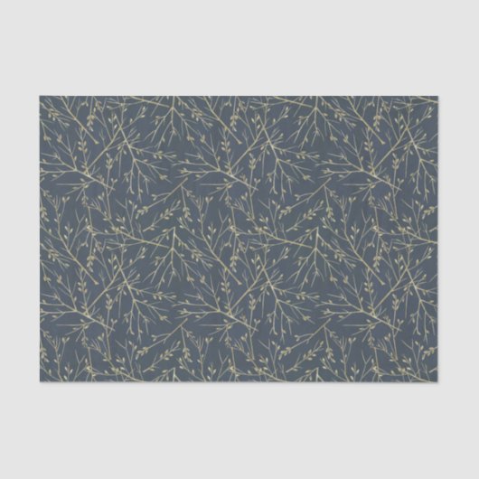 Navy Blue and Gold Muster Seidenpapier (Vorderseite)
