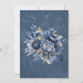 Navy Blue and Gold Peony Brunch and Bubbly Einladung (Rückseite)