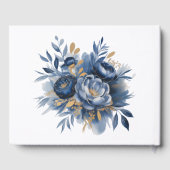 Navy Blue and Gold Peony Flower Wedding Gästebuch (Rückseite)