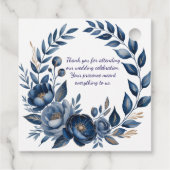 Navy Blue and Gold Peony Flower Wedding Geschenkanhänger (Rückseite)