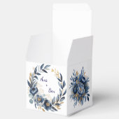 Navy Blue and Gold Peony Flower Wedding Geschenkschachtel (Geöffnet)