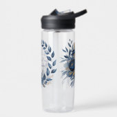 Navy Blue and Gold Peony Flower Wedding Groomsmen Trinkflasche (Links)
