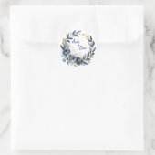 Navy Blue and Gold Peony Flower Wedding Runder Aufkleber (Tasche)