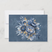 Navy Blue and Gold Peony Wedding Dankeskarte (Rückseite)