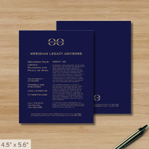 Navy Blue and Gold Promotions Flyer mit Logo