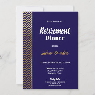 Navy Blue and Gold Retirement Dinner Party Einladung