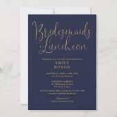 Navy Blue and Gold Script Bridesmaids Luncheon Einladung (Vorderseite)