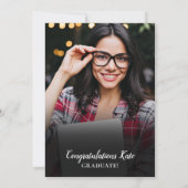 Navy Blue and Gold Script Graduation Party 2 Foto Einladung (Rückseite)