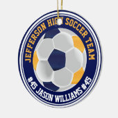 Navy Blue and Gold Soccer ⚽  Keramik Ornament (Links)