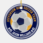 Navy Blue and Gold Soccer ⚽  Keramik Ornament (Hinten)