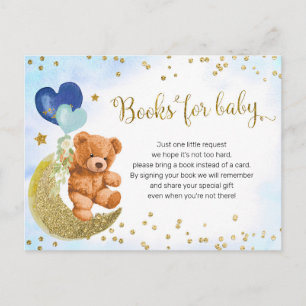 Navy Blue and Gold Teddy Bear Books for Baby Einladungspostkarte