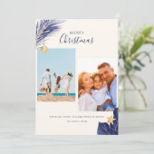 Navy Blue and Gold Tropical 2 Foto Weihnachten (Stehend Vorderseite)