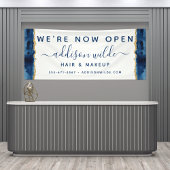 Navy Blue and Gold Watercolor Business Banner