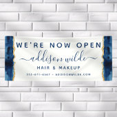 Navy Blue and Gold Watercolor Business Banner
