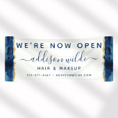 Navy Blue and Gold Watercolor Business Banner
