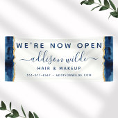 Navy Blue and Gold Watercolor Business Banner