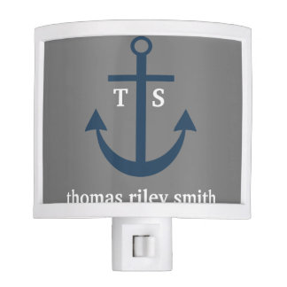 Navy Blue and Gray Anchor Kinderzimmer Night Light