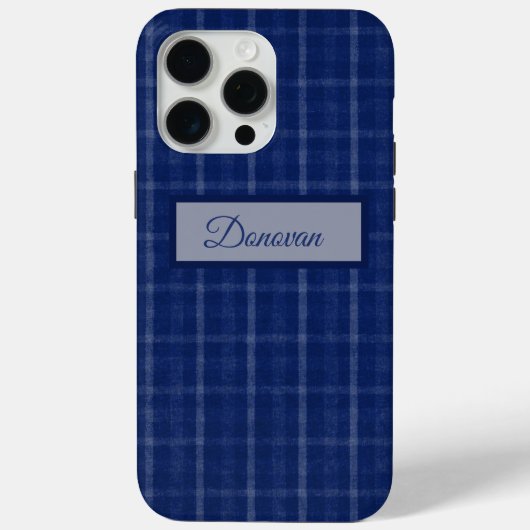 Navy Blue and Gray Kariert Case-Mate iPhone 15 Fal Hülle (Rückseite)