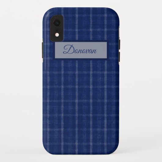 Navy Blue and Gray Kariert Case Mate iPhone Case (Rückseite)