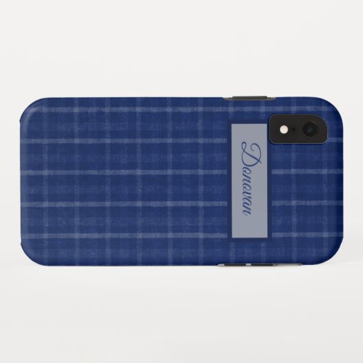 Navy Blue and Gray Kariert Case Mate iPhone Case (Rückseite (Horizontal))