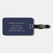 Navy Blue and Green Chic Stripes Heft Monogram Gepäckanhänger (Rückseite horizontal)