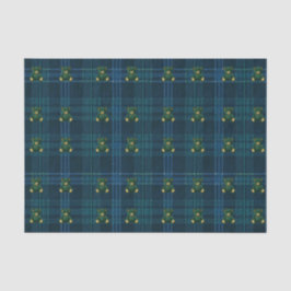 Navy Blue and Green Teddy Tartan Tissue Paper Seidenpapier