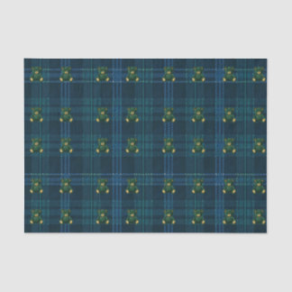 Navy Blue and Green Teddy Tartan Tissue Paper Seidenpapier