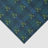 Navy Blue and Green Teddy Tartan Tissue Paper Seidenpapier (Ausschnitt)