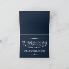 Navy Blue and Ivory Elegant Monogram Wedding Dankeskarte