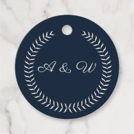 Navy Blue and Ivory Elegant Monogram Wedding Favor Geschenkanhänger