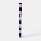 Navy Blue and Light Pink Checkerboard Pattern iPhone 16 Hülle (Rechte Seite)