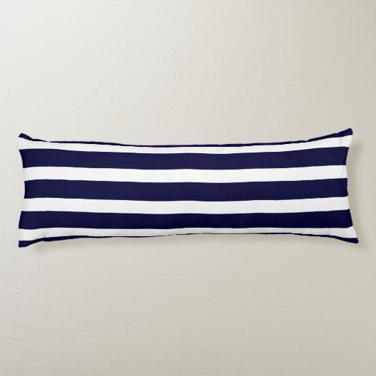 Navy Blue and Maroon Red Rusty White Striped Seitenschläferkissen (Rückseite)