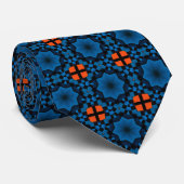 Navy Blue And Orange Abstract  Krawatte (Gerollt)