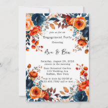 Navy Blue and Orange Peony Engagement Party