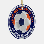 Navy Blue and Orange Soccer ⚽ Keramik Ornament (Rechts)