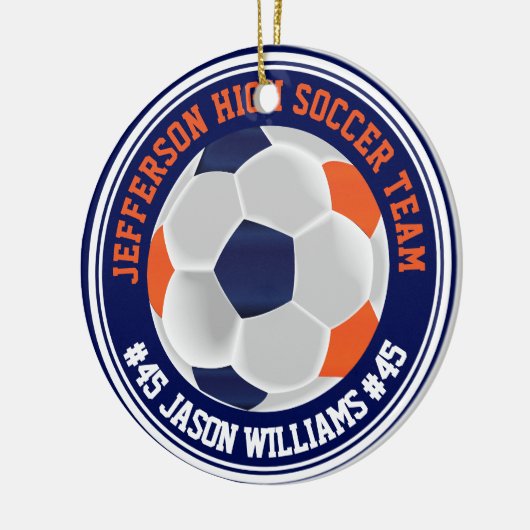 Navy Blue and Orange Soccer ⚽  Keramik Ornament (Links)
