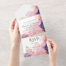 Navy Blue and Pink Alcohol Tinte Wedding