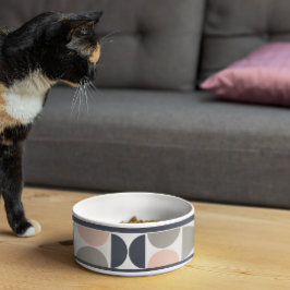 Navy Blue and Pink Retro/Mid Century Circles Pet Napf