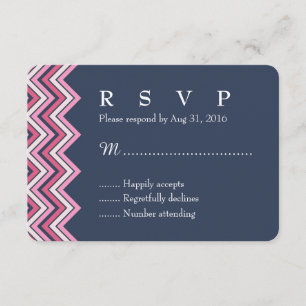 Navy Blue and Pink Zickzack RSVP-Karte für Hochzei RSVP Karte