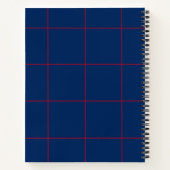 Navy Blue and Red Grid Notebook Notizblock (Rückseite)