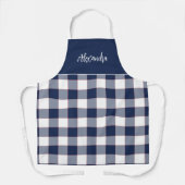 Navy Blue and Red Karo Personalisiert Kitchen Schürze (Vorderseite)
