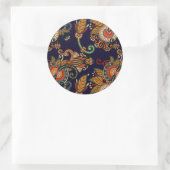 Navy Blue and Red Paisley Pattern Runder Aufkleber (Tasche)